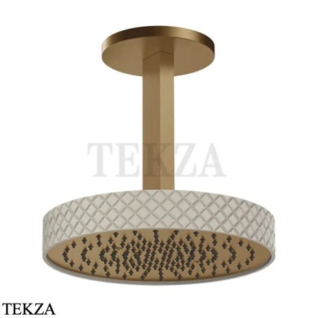 Gessi Pelle Tresse Верхняя лейка D30,5 см с потолочным кронштейном под размер, 78252-448, Crème/ Deep Bronze Br. PVD