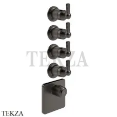 Gessi VENTI20 Термостат для душа, 4 потока, внешняя часть 65210-707, Black Metal Br. PVD