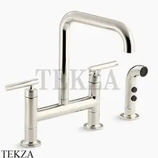 Kohler PURIST Смеситель для кухни с отдельным душем K-7548-4-SN, яркий полированный никель