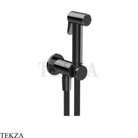Gessi Гигиенический душ с держателем и выводом воды 14431-706, black хром глянец