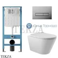 Aqueduto CONE Plus Комплект унитаза торнадо c инсталляцией, кнопка хром глянец AQDS345T, Белый глянец