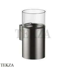 Dornbracht Стакан настенный с держателем, хрусталь прозрачный 83400979-99, Brushed Dark Platinum Dornbracht Стакан настенный с держателем, хрусталь прозрачный 83400979-99, Brushed Dark Platinum