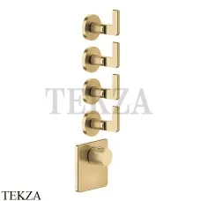 Gessi INCISO WELLNESS Термостат 4 выхода, внешняя часть 58218-727, Brushed Brass