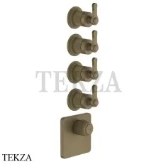 Gessi VENTI20 Термостат для душа, 4 потока, внешняя часть 65210-713, Antique Brass