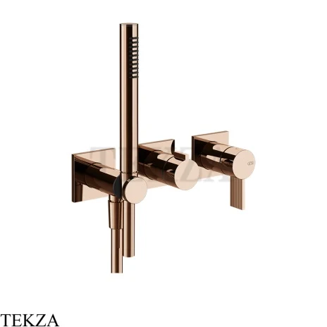 Gessi Inverso RIGATO Смеситель для душа, 2 потока, с гарнитуром, внешняя часть 73536-030, Copper PVD