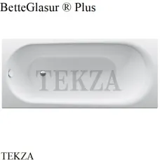 BETTE BetteComodo Ванна прямоугольная, сталь 1253-000 PLUS, система антишум, BetteGlasur ® Plus, белый глянец