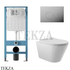 Aqueduto CONE Комплект унитаза c инсталляцией, кнопка хром глянец AQDS170 Белый глянец