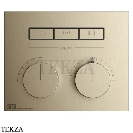 Gessi HI-FI Термостатический смеситель на 3 потока, внешняя часть 63006-149, нерж. сталь Brush / никель Brushed