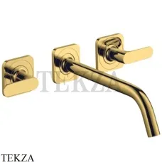 Axor Citterio M Смеситель для раковины 226 на 3 отверстия, внешняя часть 34315990, золото глянец