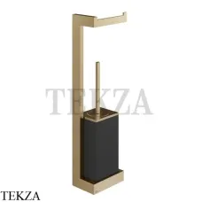 Gessi Rettangolo Стойка настенная с бумагодержателем и ершиком, черный 20868-726, Warm Bronze Br.