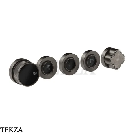 Gessi Ludovica Термостат для душа на 3 потока crystals, внешняя часть 76436-707, black хром Brush