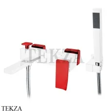 Boheme Q.2 Смеситель для ванны настенный, с гарнитуром 143-CRR.2, Хром-красный