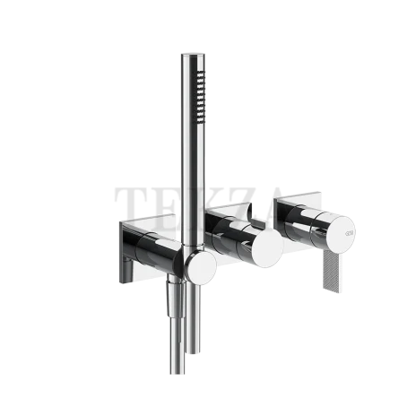 Gessi Inverso Diamantato Смеситель для душа, 2 потока, с гарнитуром, внешняя часть 73636-031, Хром глянец