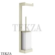 Gessi Rettangolo Стойка настенная с бумагодержателем и ершиком, белый 20867-720, Nickel PVD