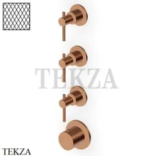 Zucchetti Helm Diagonal Термостат для душа на 3 потока, внешняя часть ZHL803.XP91G3, brushed copper PVD