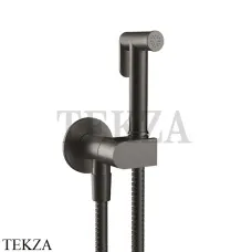 Gessi Гигиенический душ с запорным клапаном, выводом воды и держателем 45126-707, Black Metal Brushed