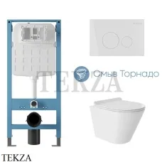 Aqueduto CONE Plus Комплект унитаза торнадо c инсталляцией, кнопка белый глянец AQDS182T, Белый глянец