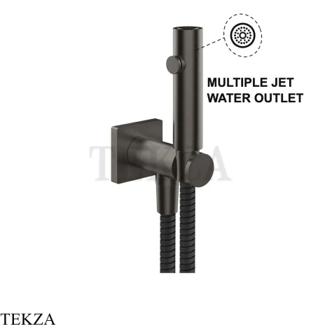 Gessi RILIEVO Гигиенический душ с держателем и выводом воды 59153-707, black хром Brush