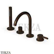 Zucchetti Isy22 Смеситель на борт ванны с душевым гарнитуром ZIS532.P21, brushed chocolate PVD