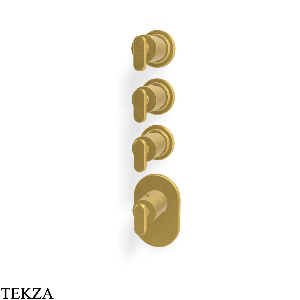 FIMA Carlo Frattini Park Line Термостат для ванны и душа, 3 потока, внешняя часть F1353X3OS, brushed gold