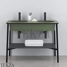CIELO CATINO DOPPIO Консоль с двойной керамической раковиной, Agave-черный