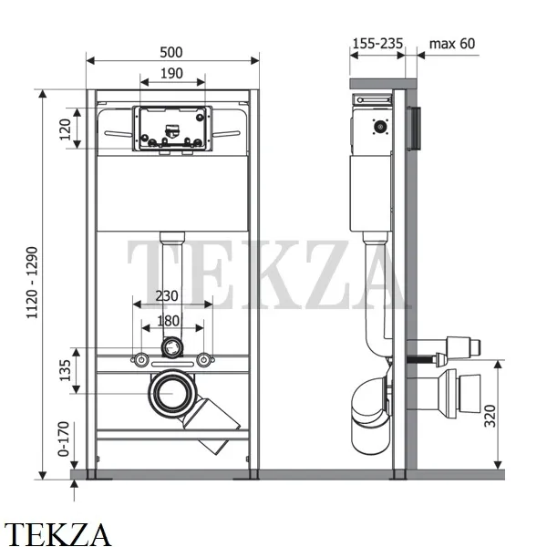 VECONI FRAME500 Инсталляция для подвесного унитаза