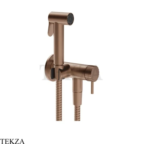Gessi Incastri Гигиенический душ с запорным узлом, выводом воды и держателем 75527-708, медь Brushed