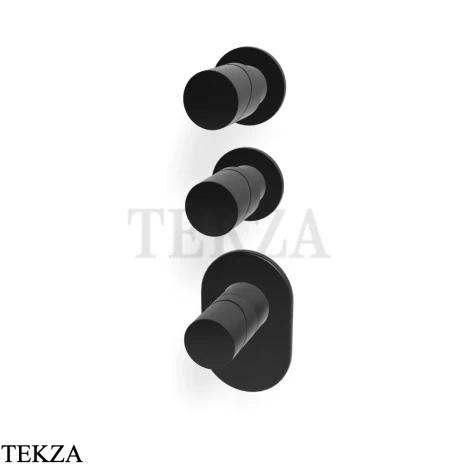 FIMA Carlo Frattini Slide Термостат для душа, 2 потока, внешняя часть F5823X2CS, black хром Brush
