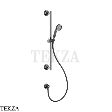 Gessi VENTI20 Штанга в комплекте с душевой лейкой, шланг, вывод 65141-706, Black Metal PVD