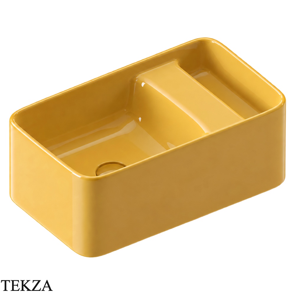 ArtCeram Brooklyn раковина подвесная и накладная The.Saniglaze с боковым сухим отсеком BNL004 67 34, Curcuma глянец