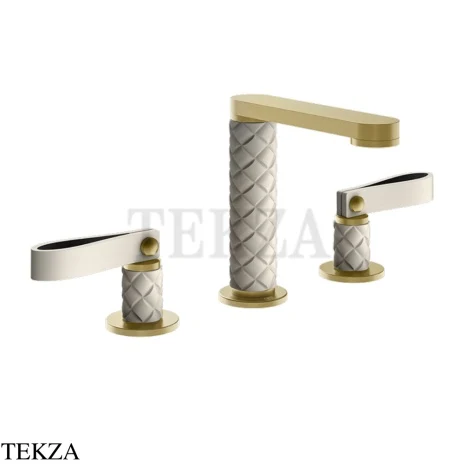 Gessi Pelle Laccetto Смеситель для раковины на 3 отв., без гарнитура, 78414-435, Crème/Brass Br. PVD