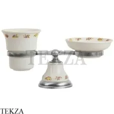 Migliore Provance Стакан и мыльница настольные, керамика с декором 17677, хром глянец Migliore Provance Стакан и мыльница настольные, керамика с декором 17677, хром глянец