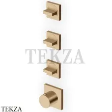 Zucchetti Aguablu Термостат для душа, 3 выхода, внешняя часть ZA5803.P31, brushed british gold PVD