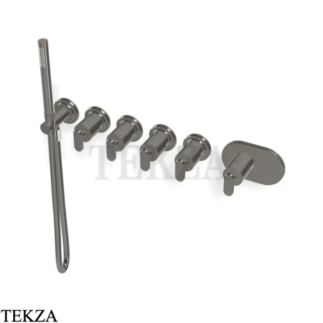FIMA Carlo Frattini Park Line Термостат для ванны и душа, 4 потока, внешняя часть F1368X4CN, black chrome