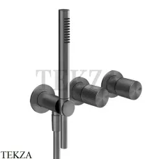 Gessi Habito CESELLO Смеситель для душа с гарнитуром, внешняя часть 70438-707, Black Metal Brushed