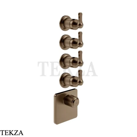 Gessi VENTI20 Термостат для душа, 4 потока, внешняя часть 65210-761, Coffee Bronze Br. PVD