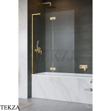 Radaway Essenza 8 SL PND II Шторка на ванну распашная с неподвижным сегментом 140 см, открывание направо, 10500140-09-01R, золото глянец