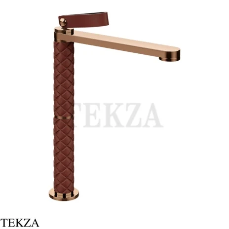 Gessi Pelle Laccetto Смеситель для раковины высокий, с донным клапаном, 78453-444, Red Cherry/ Copper PVD
