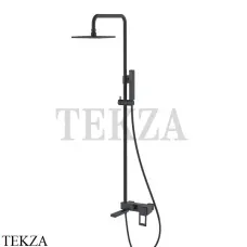 Boheme Q Душевая стойка с изливом, верхний душ, гарнитур 148-BB, Черный матовый