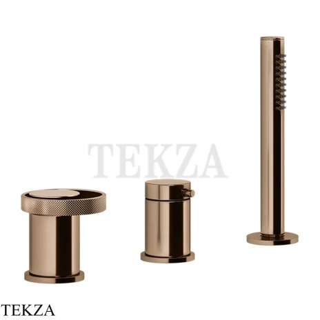 Gessi ANELLO Смеситель на борт ванны без излива, с гарнитуром 63347-030, Copper PVD