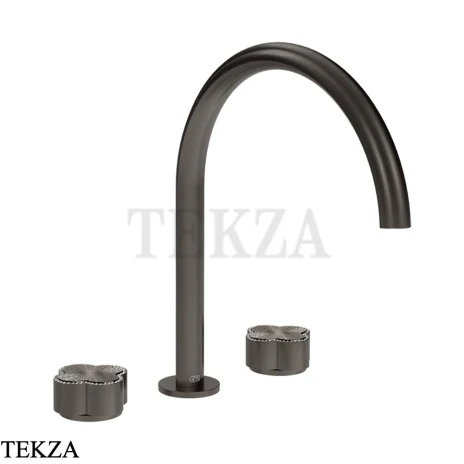 Gessi Ludovica Смеситель для раковины высокий crystals, без гарнитуры 76316-707, black хром Brush