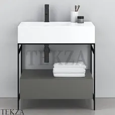 CIELO NARCISO MINI Консоль с керамической раковиной и ящиком, белый-черный