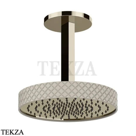 Gessi Pelle Tresse Верхняя лейка D30,5 см с потолочным кронштейном под размер, 78252-433, Crème/ Nickel PVD