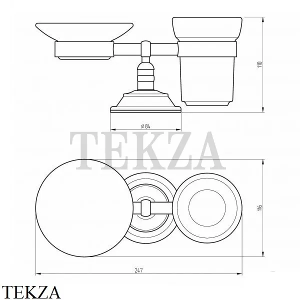 Migliore Mirella Мыльница и стакан настольные 17175, керамика, бронза classic