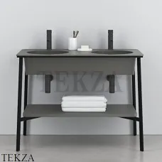 CIELO CATINO DOPPIO Консоль с двойной керамической раковиной, Cemento-черный
