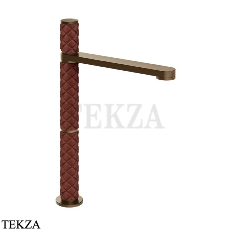 Gessi Pelle Tresse Смеситель для раковины высокий, с донным клапаном 78253-447, Red Cherry/ Coffee Bronze Br. PVD