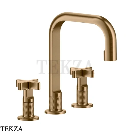 Gessi INCISO+ Смеситель для раковины 3 отверстия, средний, с донным клапаном 58113-726, Warm Bronze Br. PVD