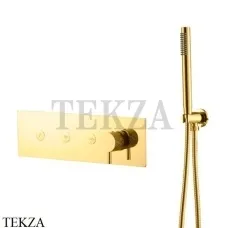 Boheme FUSION Смеситель для душа, 3 потока, с гарнитуром 130-SYS-G, золото глянец