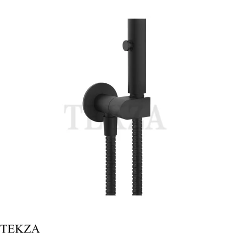 Gessi Гигиенический душ с запорным узлом, выводом воды и держателем 45124-299, черный матовый