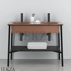 CIELO CATINO DOPPIO Консоль с двойной керамической раковиной, Ninfea-черный